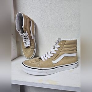 Vans SK8 Taos Taupe Suede Canvas Mix High Top Sneakers  Size men 7.5 women's 9